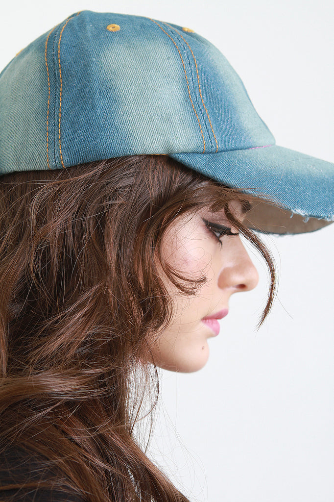 Distressed Denim Cap