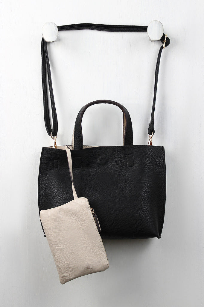 Reversible Pebbled Vegan Leather Mini Tote Bag