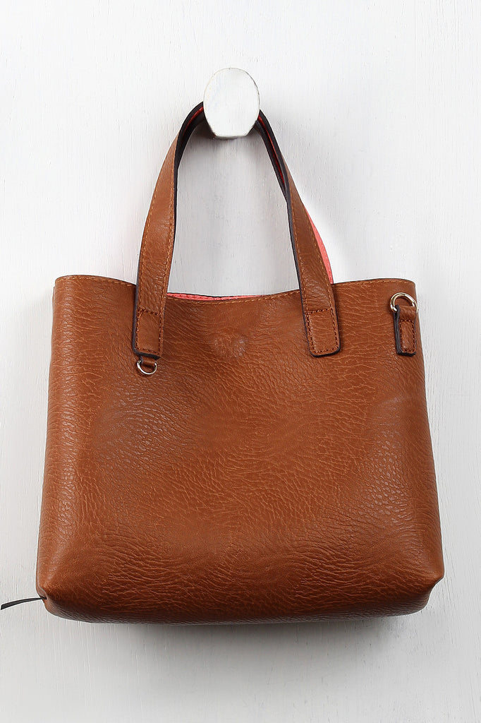 Reversible Pebbled Vegan Leather Mini Tote Bag