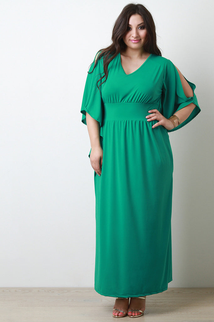 Empire Waist Cold Shoulder Maxi Dress