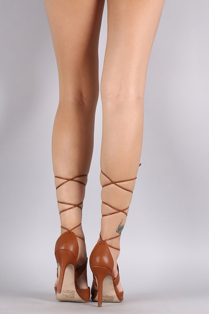 Breckelle Pointy Toe Lace Up Stiletto Pump