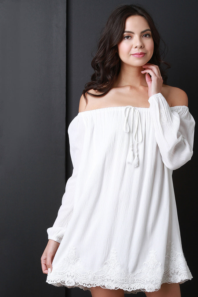 Long Sleeve Off The Shoulder Peasant Dress