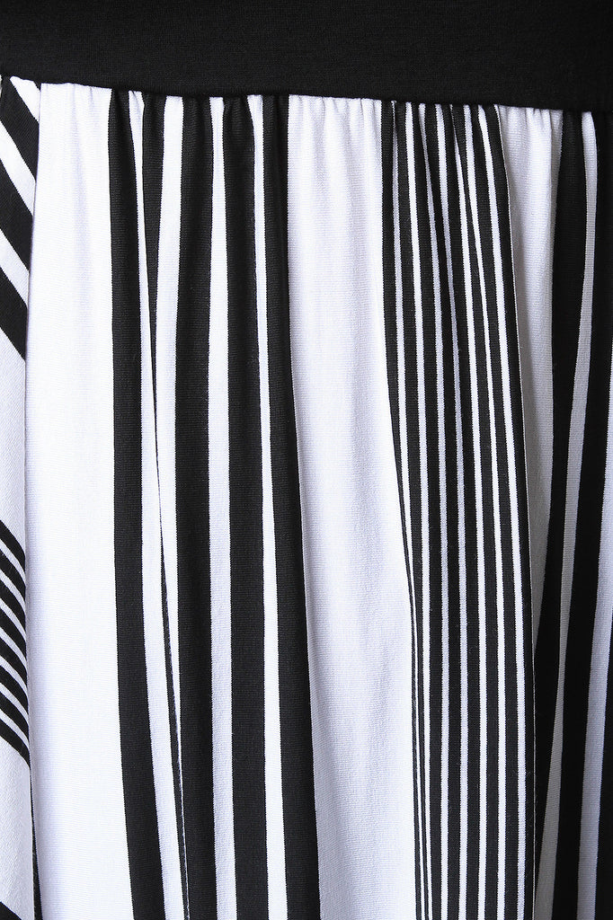 Stripe Sleeveless Asymmetrical Hem Maxi Dress