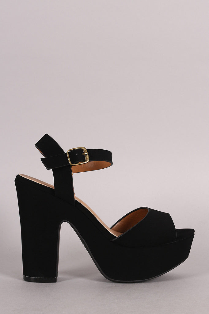 Bamboo Ankle Strap Chunky Platform Heel