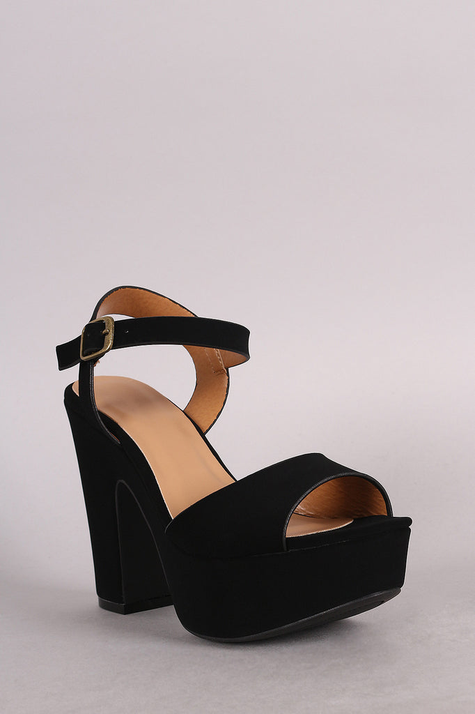Bamboo Ankle Strap Chunky Platform Heel