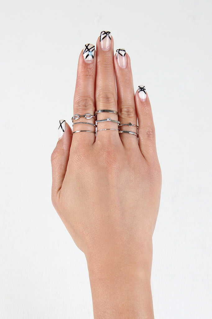 Heart and Chain Stacking Ring Set
