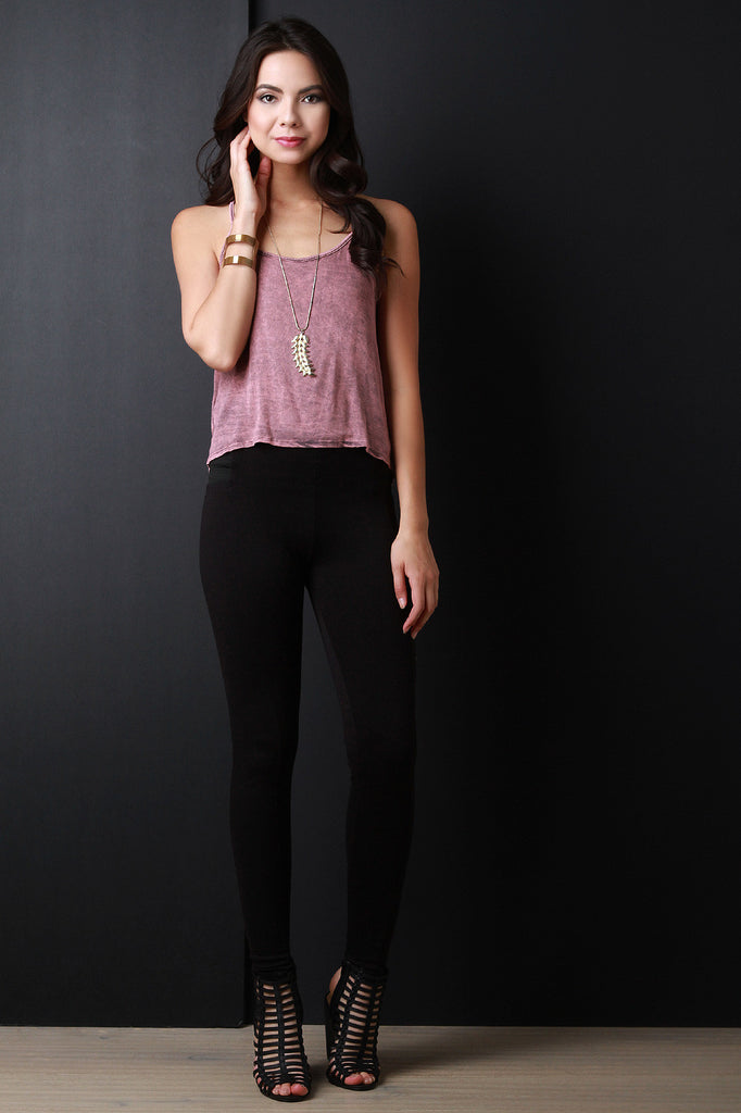 Vintage Wash Racerback Spaghetti Strap Crop Top