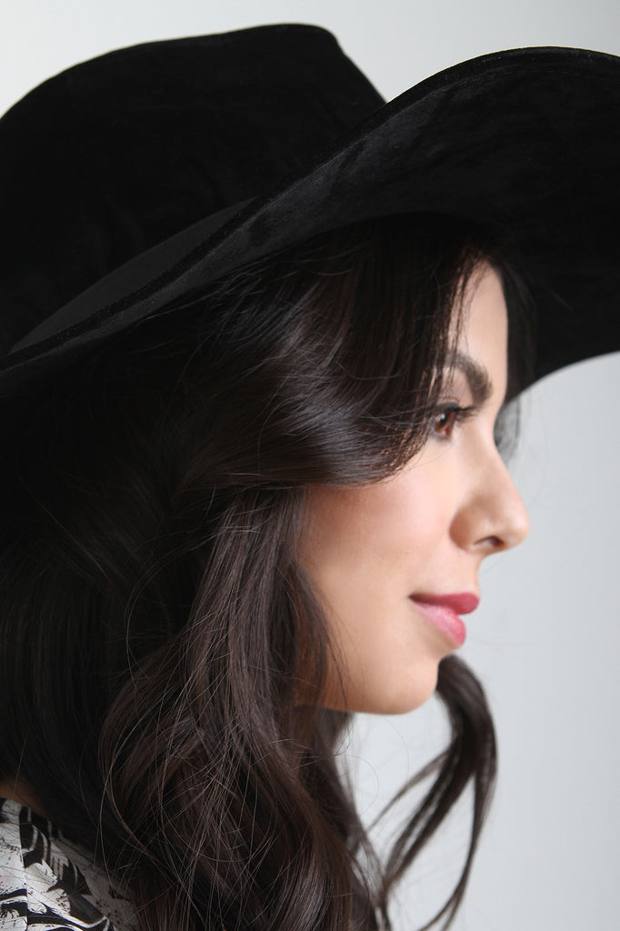 Wide Brim Floppy Vegan Leather Hat