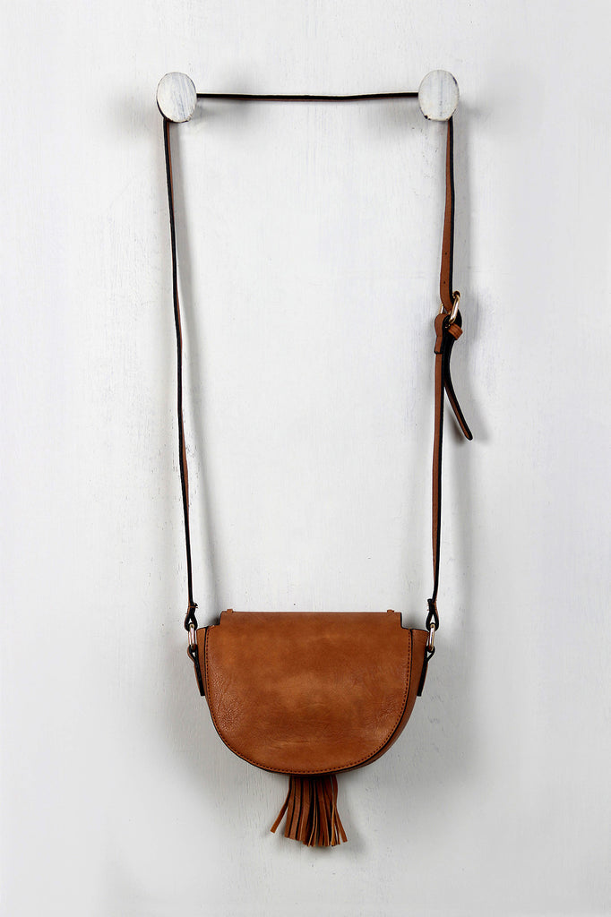 Vegan Leather Stitch Tassel Mini Bag