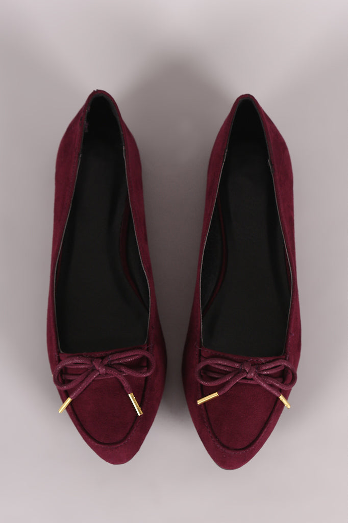 Qupid Almond Toe Bow Loafer Flats