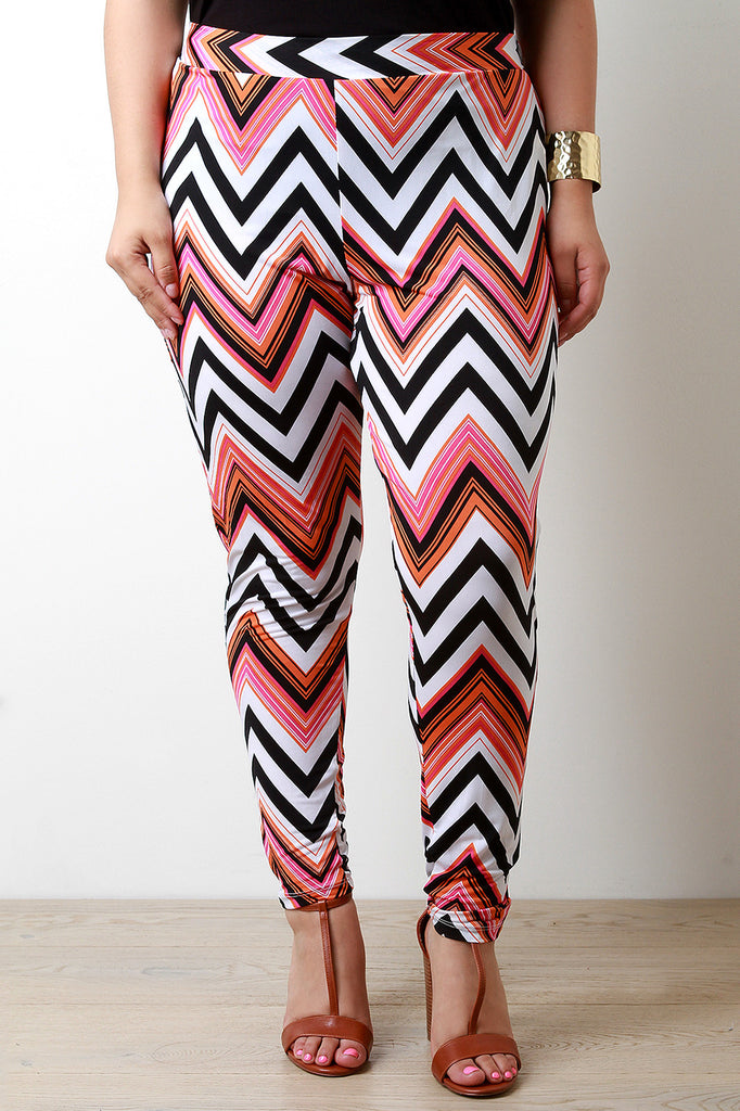 Multicolor Zigzag Print Leggings