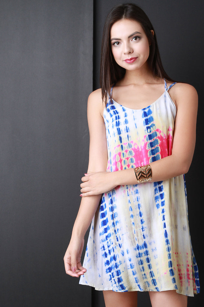 Multi Strap Tie Dye Shift Dress