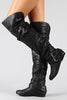 Buckle Slouchy Riding Over-The-Knee Boots