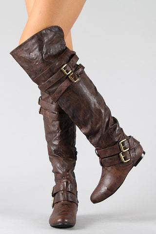 Python Perforated Scalloped Lace-Up Boots