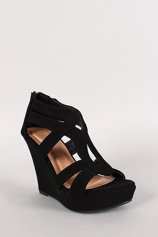 Strappy Open Toe Platform Wedge