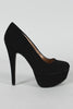 Qupid Nubuck Almond Toe Platform Pump