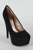 Qupid Nubuck Almond Toe Platform Pump