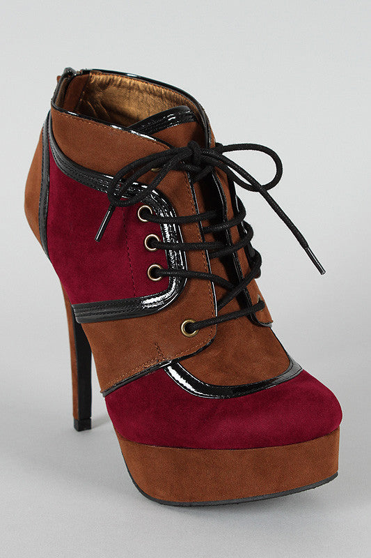 Dollhouse Fly Two Tone Lace Up Platform Bootie