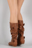 Wild Diva Lounge Buckle Slouchy Wedge Boots