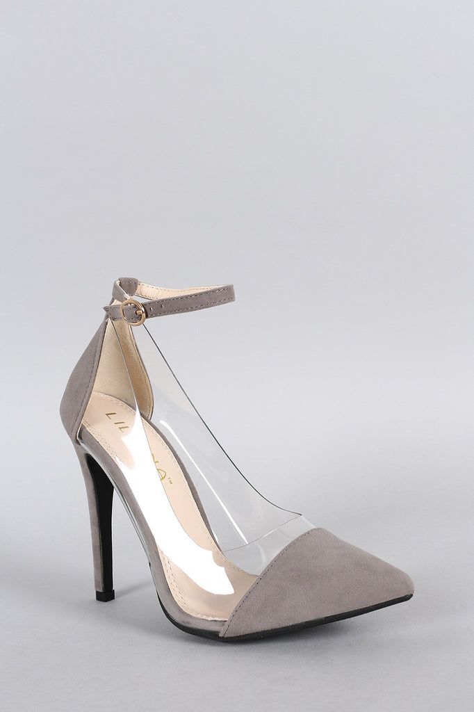 Velvet Pointy Toe Ankle Strap Pump