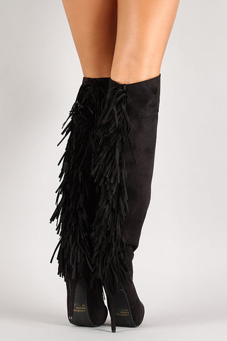 Fringe Stiletto Platform Thigh High Boot