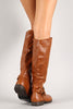 Criss Cross Double Buckle Riding Knee High Boot