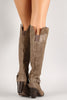 D-Ring Buckle Chunky Heeled Thigh High Boot