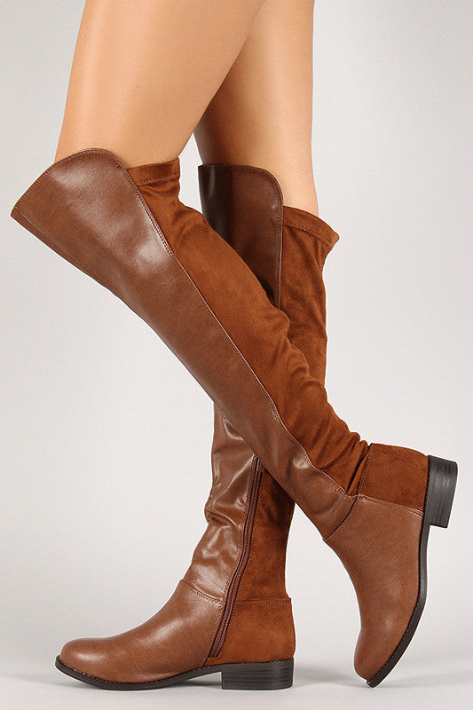 Breckelle Mixed Media Round Toe Riding Boot