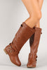 Thin Straps Almond Toe Mid Calf Boot