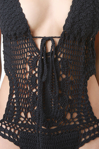 Side Cutout Crochet Monokini