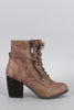 Qupid Oil Finish Suede Lace Up Bootie