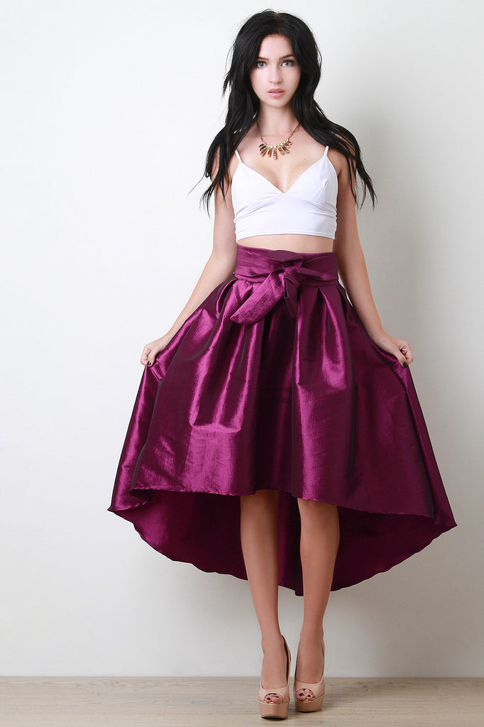 Evening Taffeta Pleated High-Low Skirt