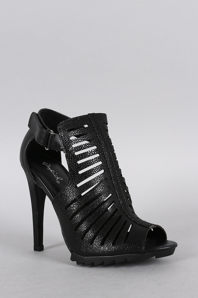 Qupid Stingray Strappy Cutout Bootie