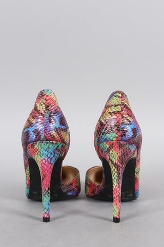 Wild Diva Lounge Multicolor Snake Dorsay Pump