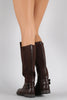 Bamboo Button Stretch Back Round Toe Riding Knee High Boots