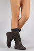 Soda Suede Slouchy Round Toe Mid Calf Flat Boots