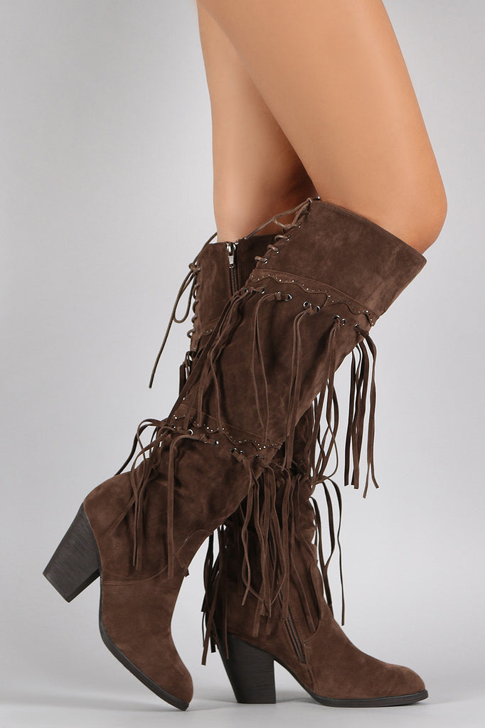 Western Knotted Fringe Over the Knee Boots