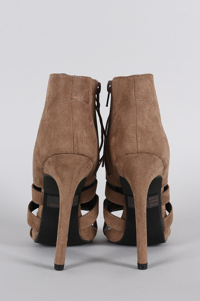 Wild Diva Lounge Lace Up Cage Booties