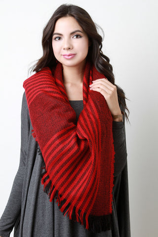 Fur Trim Solid Knit Tube Scarf