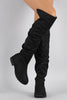 Bamboo Slouchy Round Toe Over-The-Knee Riding Boots