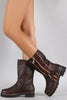 Buckled Zipper Trim Riding Mid Calf Boots