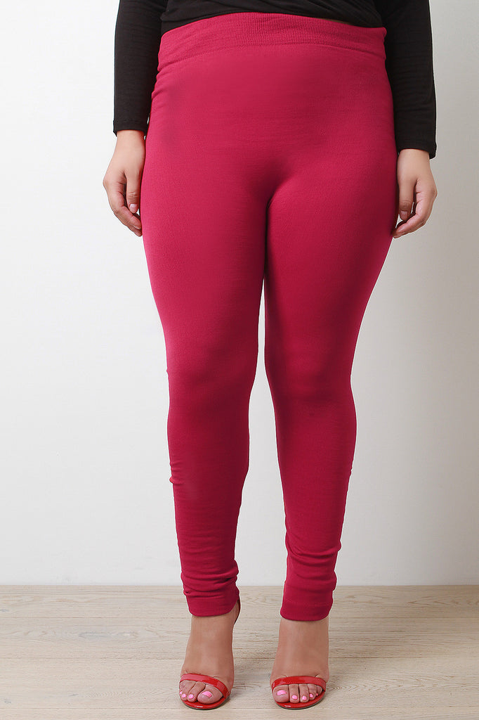 Solid Fleece Knit Leggings