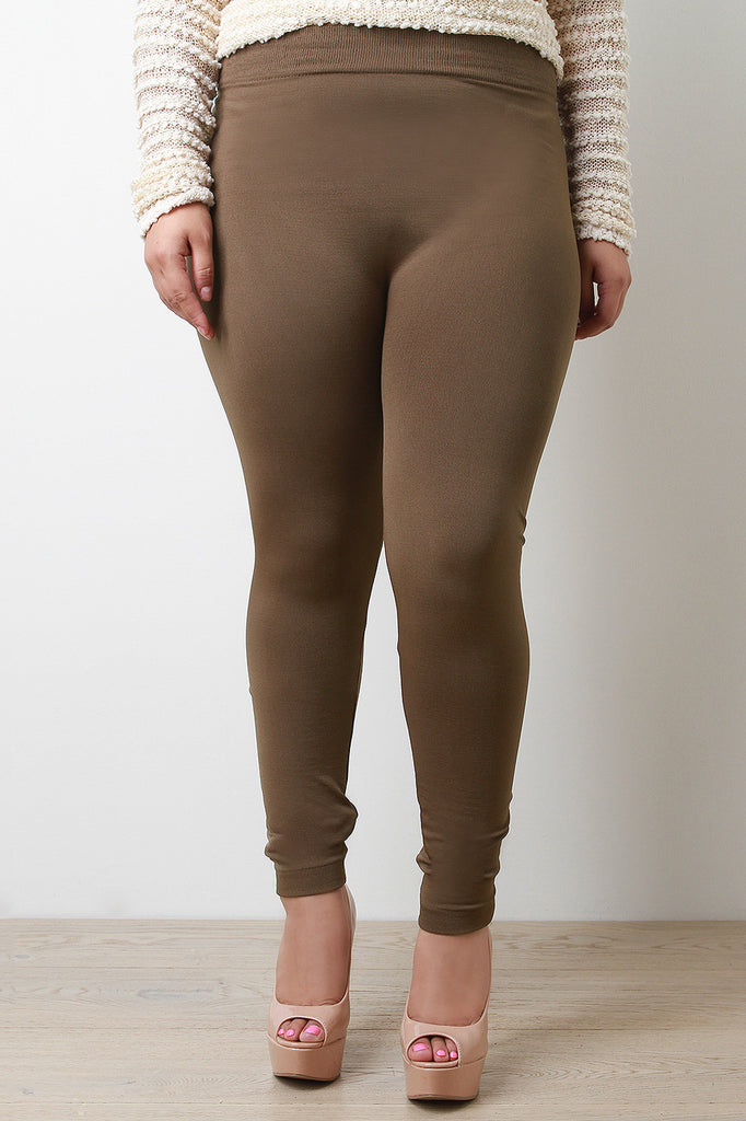 Solid Fleece Knit Leggings