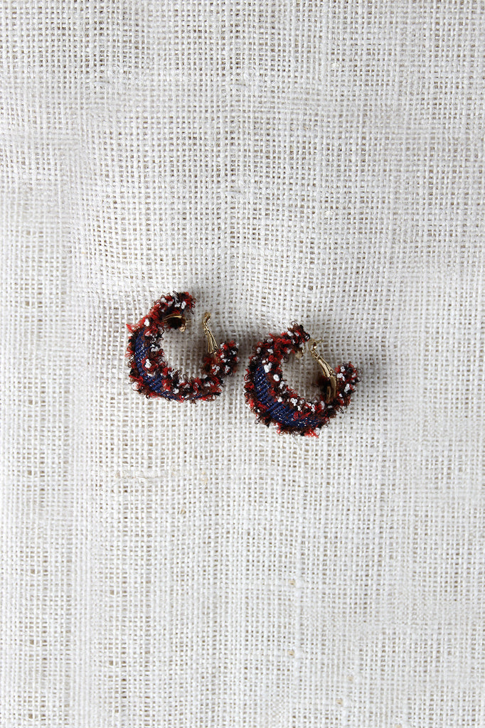 Denim Ruffle Hoop Earrings