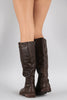 Studded Round Toe Riding Knee High Boots