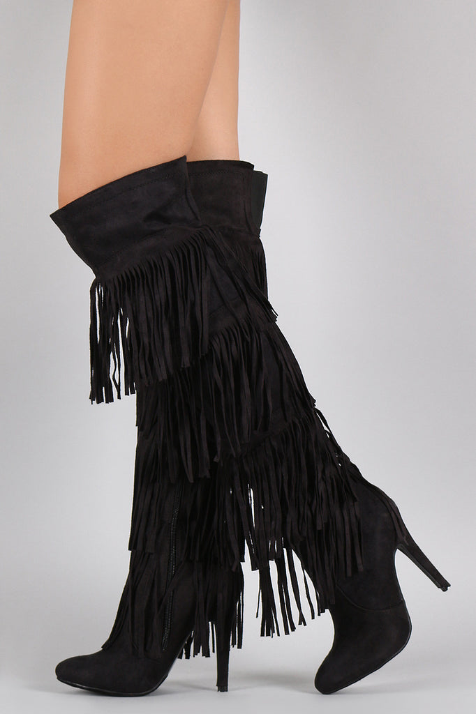 Fringe All Around Over-the-Knee Stiletto Boots