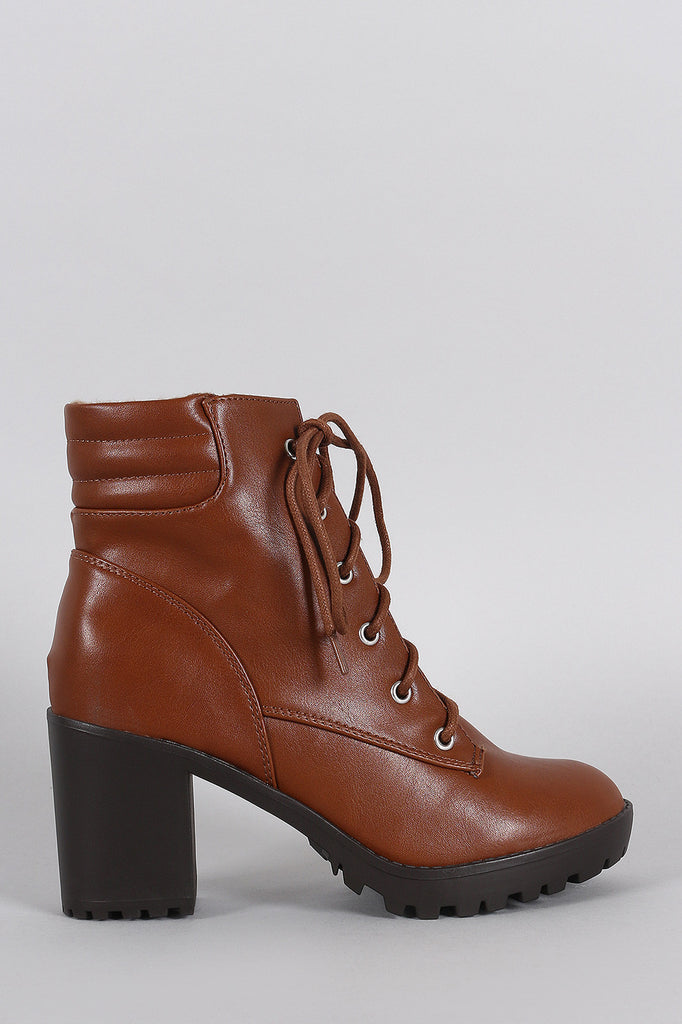 Breckelle Lug Platform Chunky Heeled Combat Booties