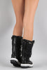 Quilted Faux Fur Cuff Lace Up Mid Calf Snow Boots