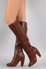 Bamboo Elastic Side Gore Chunky Heel Boots