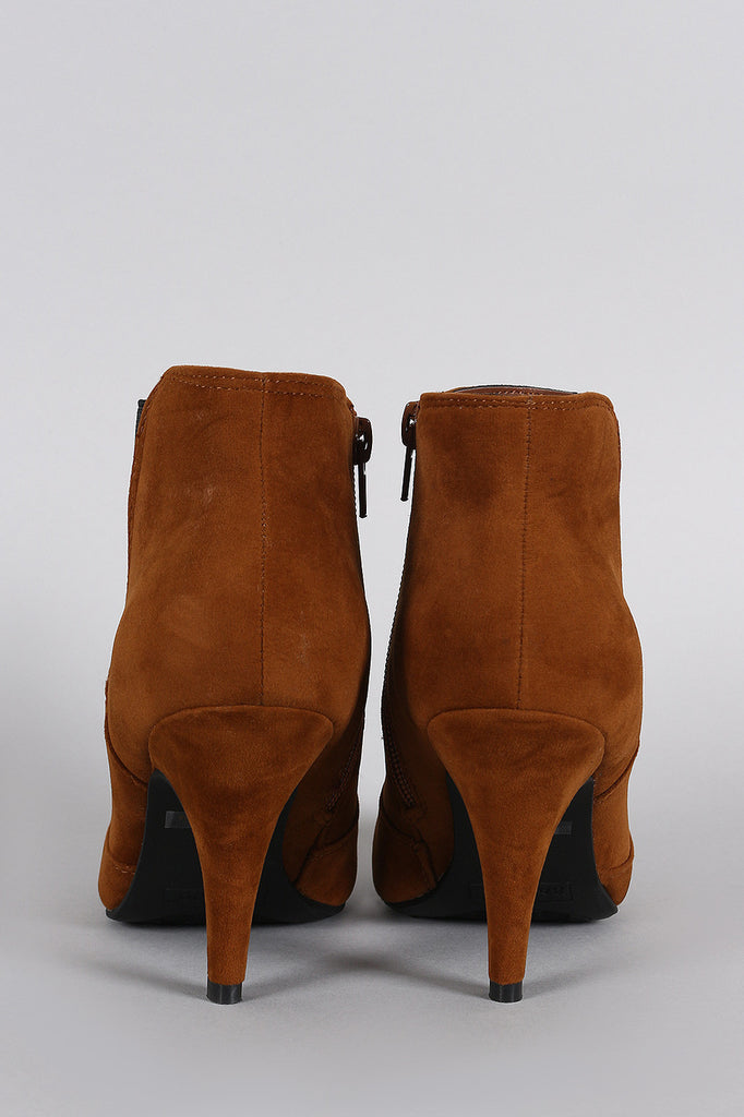 Bamboo Suede Elastic Gore Almond Toe Heeled Booties